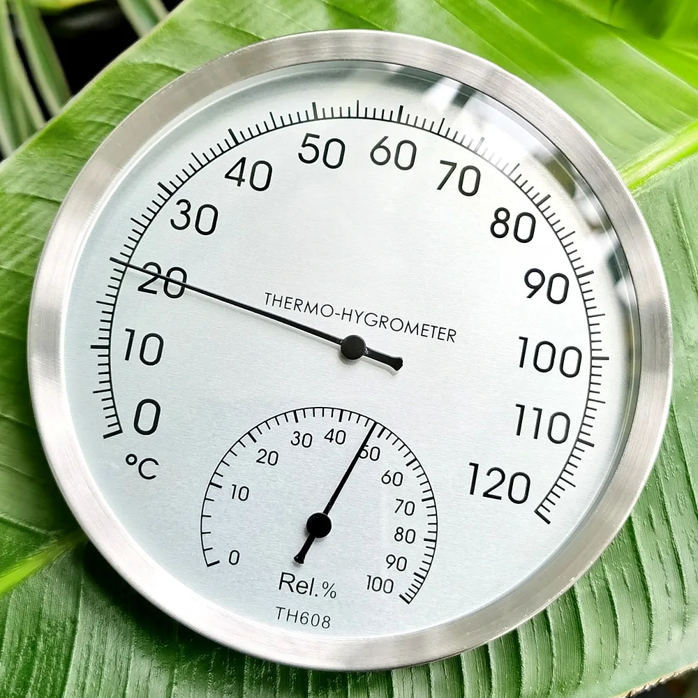 

Stainless Machanical Thermo-Hygrometer Mechanical Induction Element No Need Battery Temperature and Humidity Meter