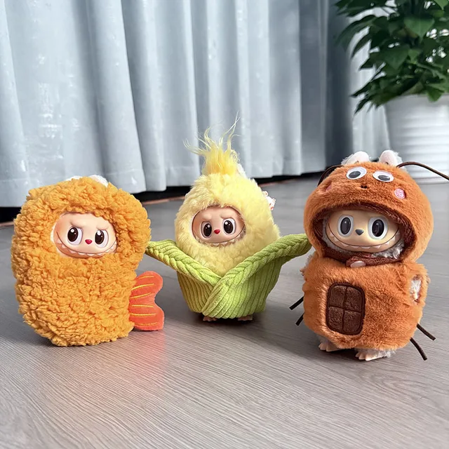 Vêtements pour Labubu Wacky Mart, vêtements de poupée mignons, vêtements alimentaires cafards, tenue de crevettes frites, Costumes de dessin animé, costume de poupée à faire soi-même 1