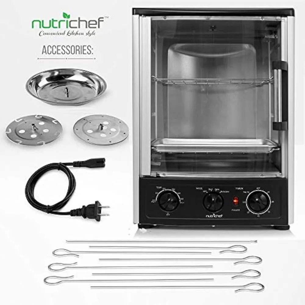 Nutrichef Multi-Function Rotisserie Oven - Vertical Countertop Oven with Bake,Broil Roasting Kebab Rack with Adjustable Settings images - 6