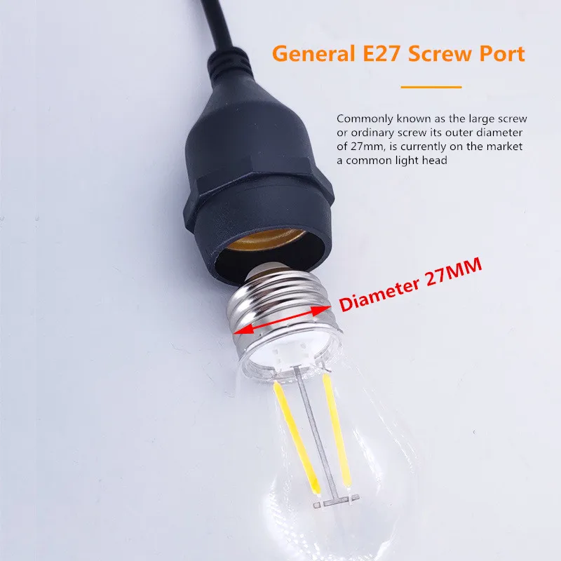 E27 Outdoor LED String Lights Waterproof LED Lamp Head Holder Pure Copper for Garden Vintage Patio Wedding Party