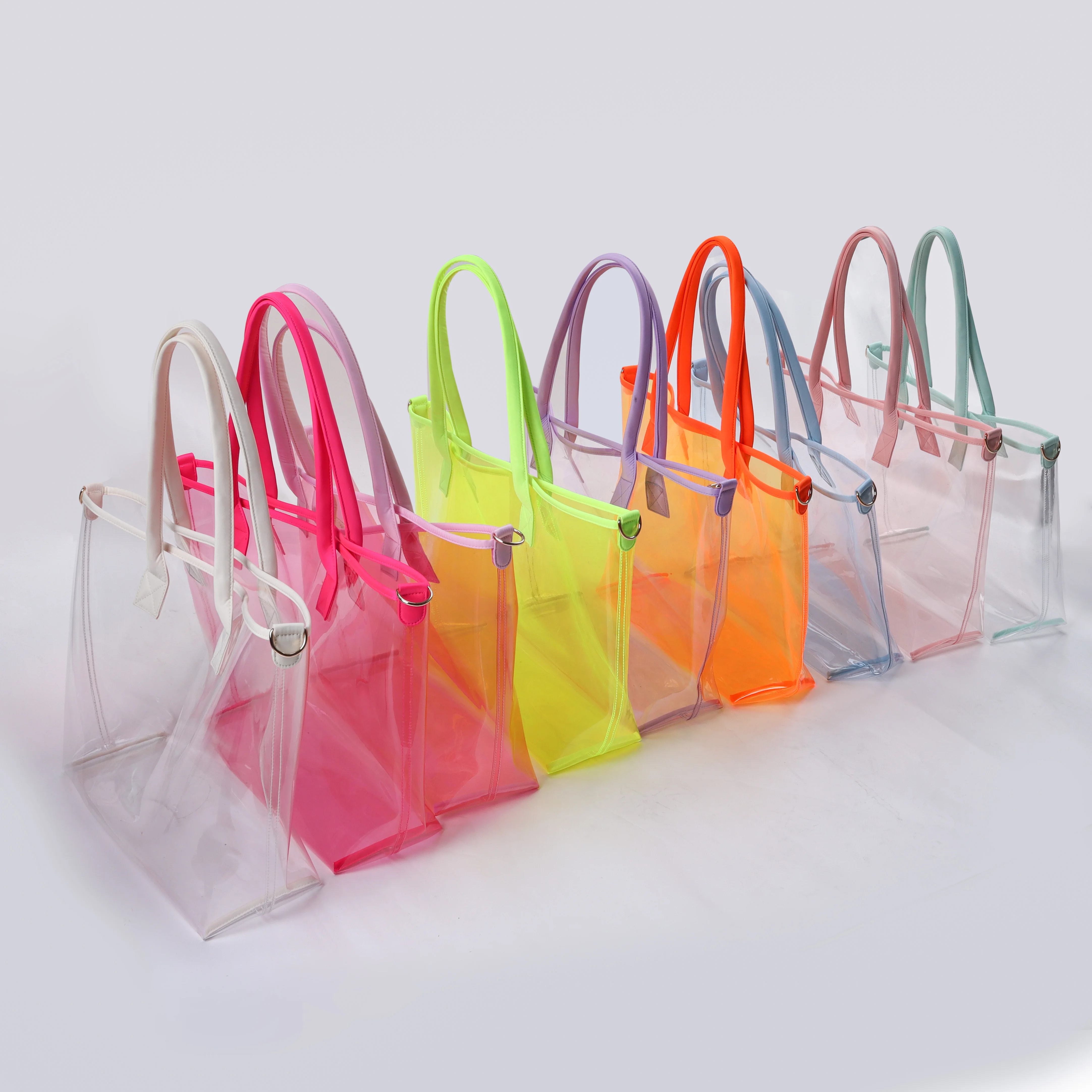 Summer DIY Clear Tote Bags Women's PVC Handbags Ladies Shopping Bags ...