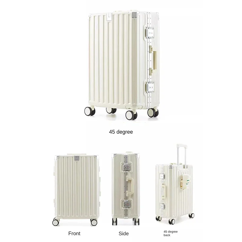 2023 New Luggage Women's Multifunctional Trolley Case 24 Inch Aluminum Frame Travel Silent Spinner 20 Inch Cabin Suitcase