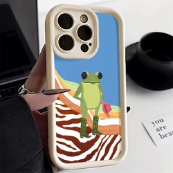 Adorable Floral and Cartoon Frog Strawberry Phone Case Cover - iPhone SE (2020) (White DH45)