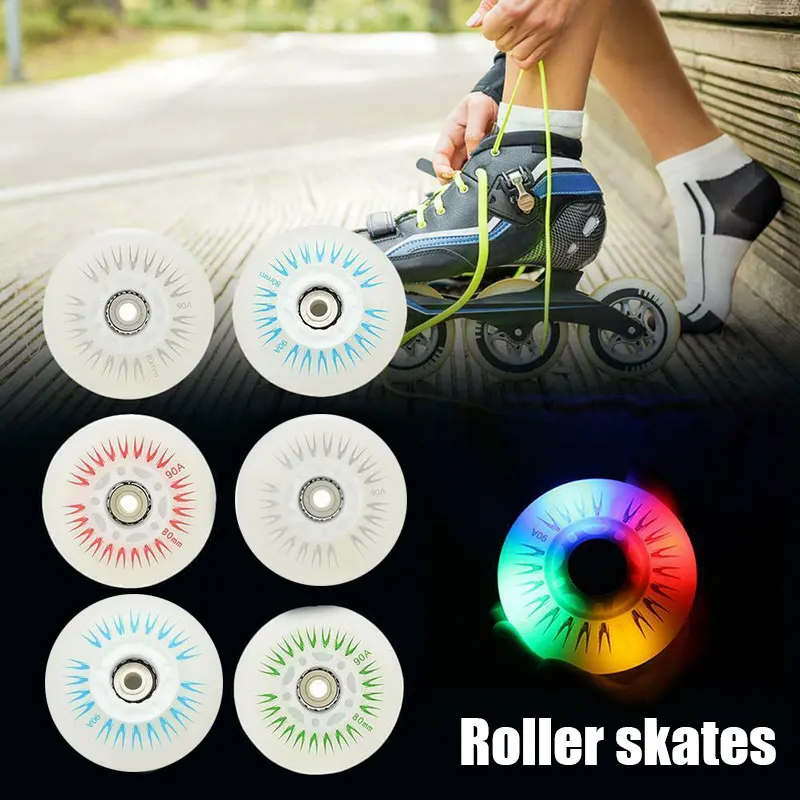 4pcs Outdoors Skate Wheels Pu Wheels Flash Inline Led Lighting Skating Wheels For Free Skate Sliding Roller Skating Shoes