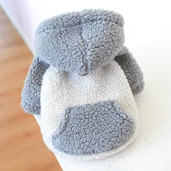 Cozy Berber Fleece Hooded Sweater with Buckle - Winter Warm Pet Clothes - M - advise 3 - 4.5kg (Grey)