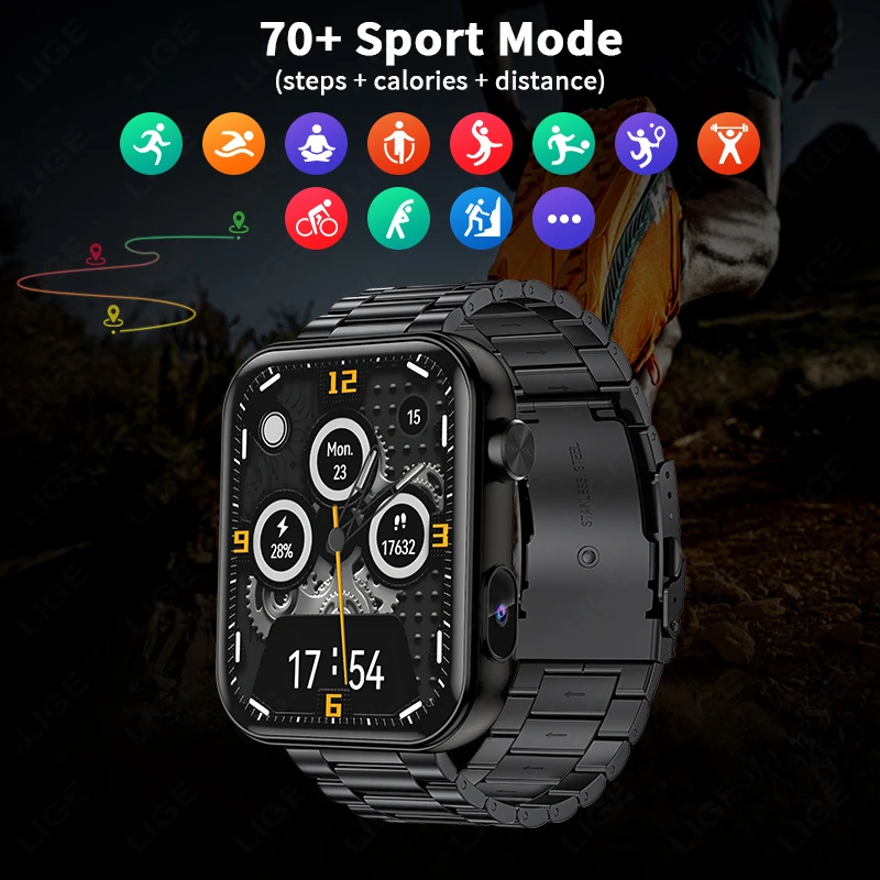 New Smart Watch With Camera Record Videos Sync Phone Camera Large Memory Dynamic Video Dial Music Bluetooth Call Smartwatch 2025