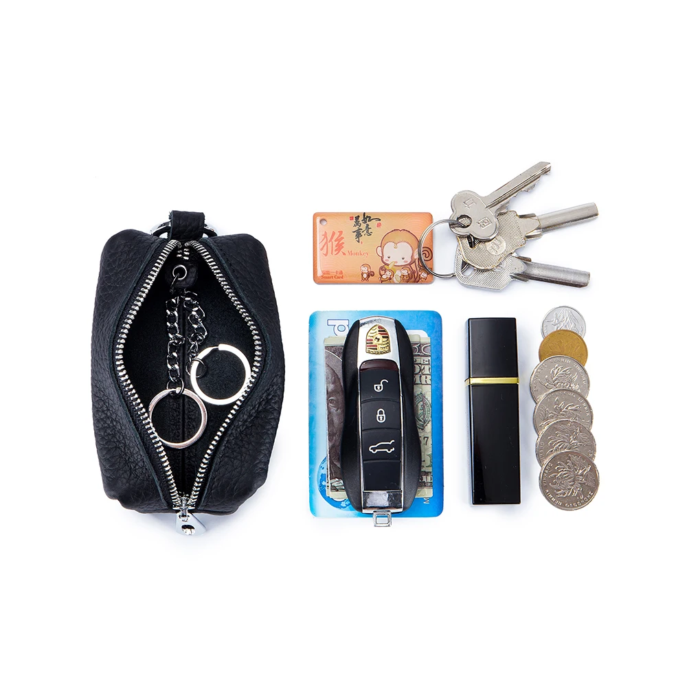 Key Organizer Key Case Key Purse Key Holder Coin Purse Real Leather Men Women Key Holder Cute Car Keys Bag Quality Coin Purse Small Things Organizer Mini Wallet With Double Key Chains