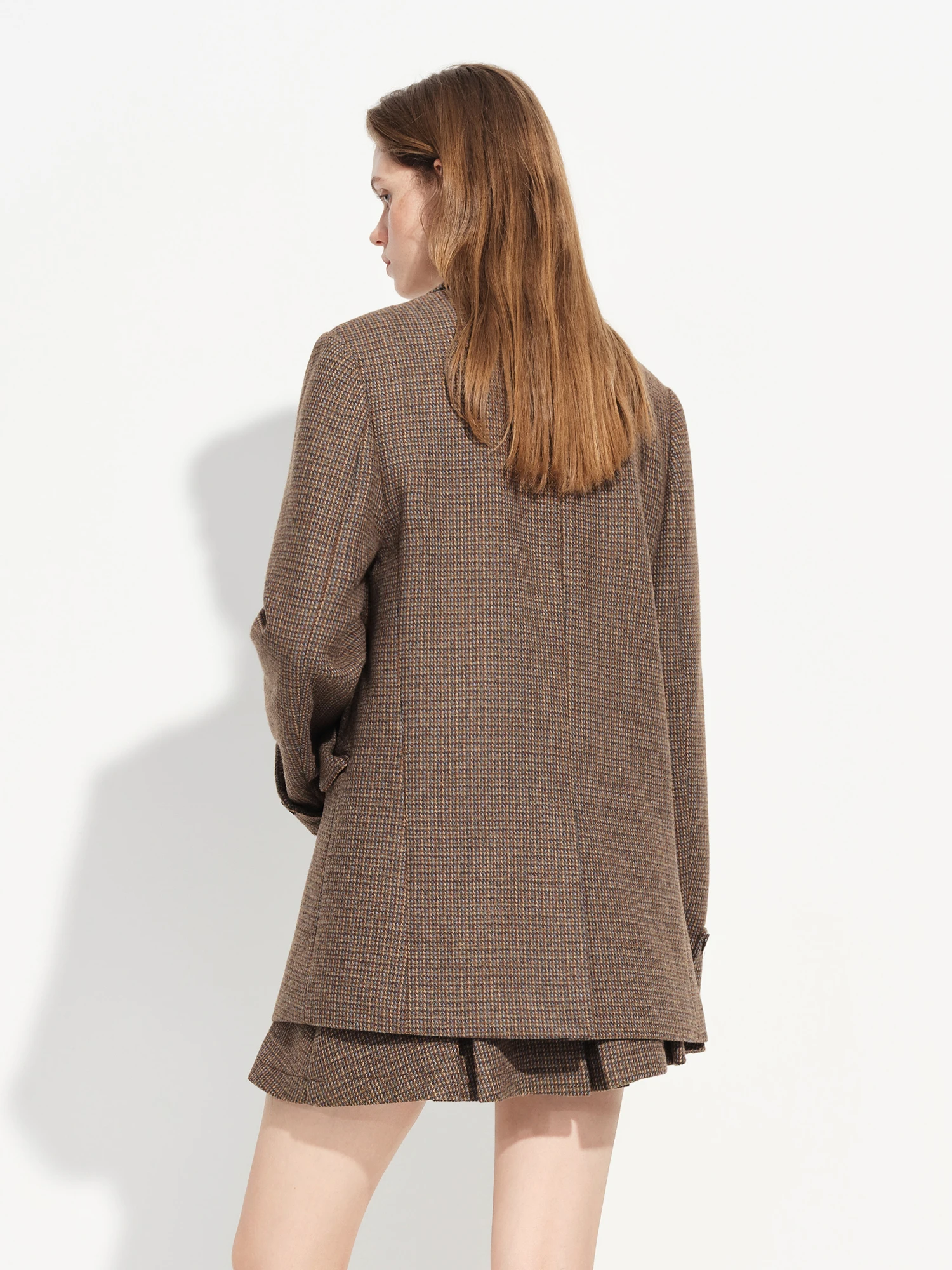FSLE【Premium Series】New Women's Brown Wool Checkered Suit Set Blazer Vest Skirt Three Piece Coord Vintage Office Chic Suiting S381cfca384844f6ca53d752b939d4b8aX