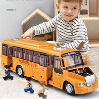 1/32 Alloy America School Bus Model Diecasts Metal Toy Student Bus Car Vehicles Model Simulation Sound and Light Boy Kids Gifts 1
