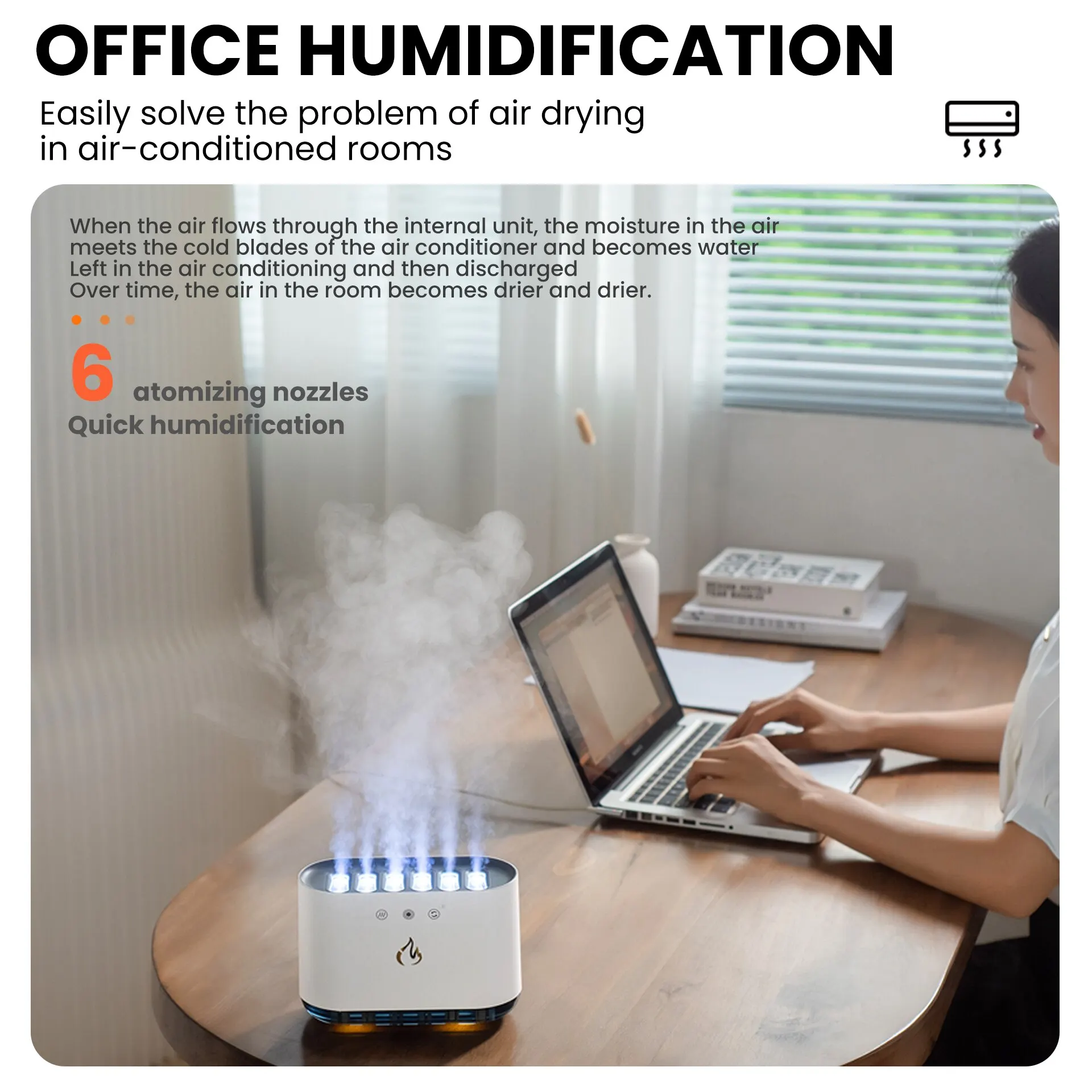New Desktop Dynamic Music Ultrasound Flame Air Humidifier Home 900ML RGB Led Light Humidifier Diffuser Machine Mist Maker