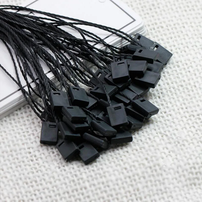 Clothing Tag Rope Clothes Lanyard Single Hand Wearing Rope Hanging Grain Plastic Square Buckle Label Polyester 100pcs