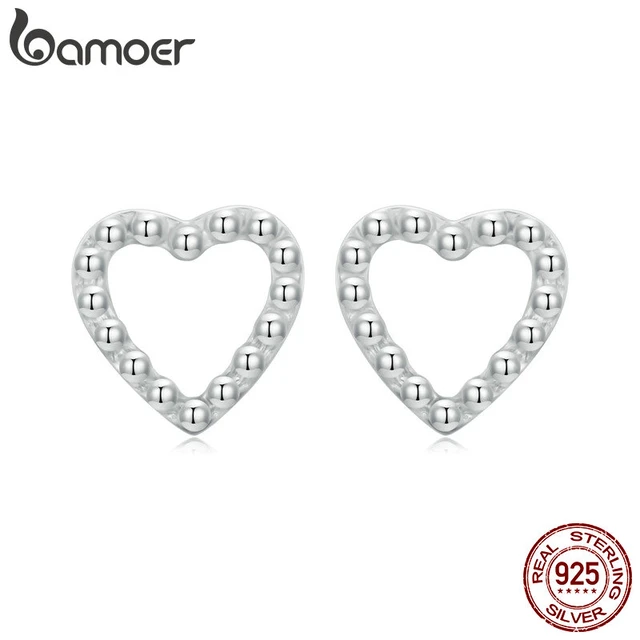 Bamoer 925 Sterling Silver Heart Bow Hypoallergenic Earrings Studs For  Women Girl Birthday Plating Party Jewelry Christmas Gift - AliExpress