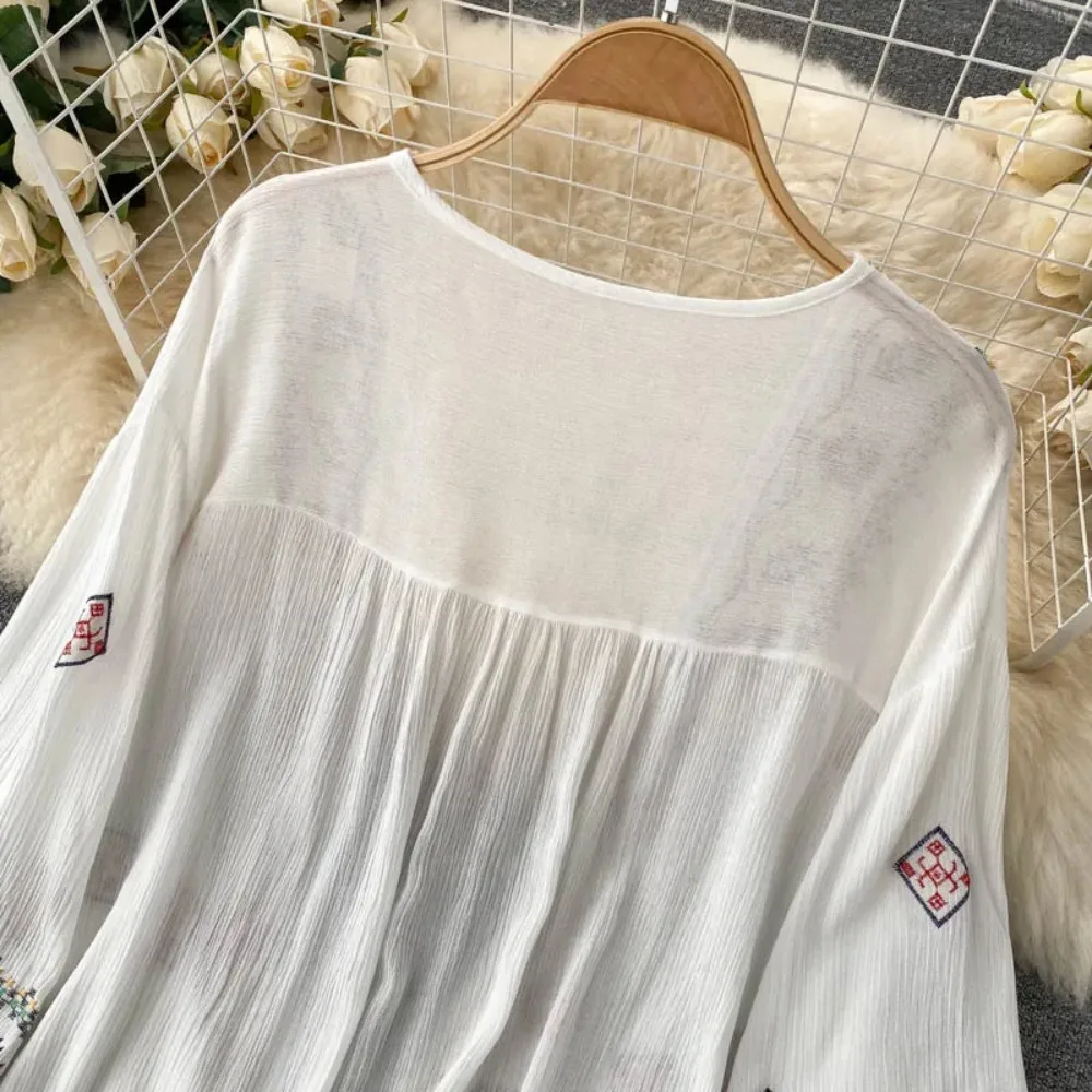 Sexy Boho Tassel Embroidery Sheer Loose Beach Cover Up Casual Cover-ups Vacation Beach Dress Beach Wear Beachwear Female Women 4