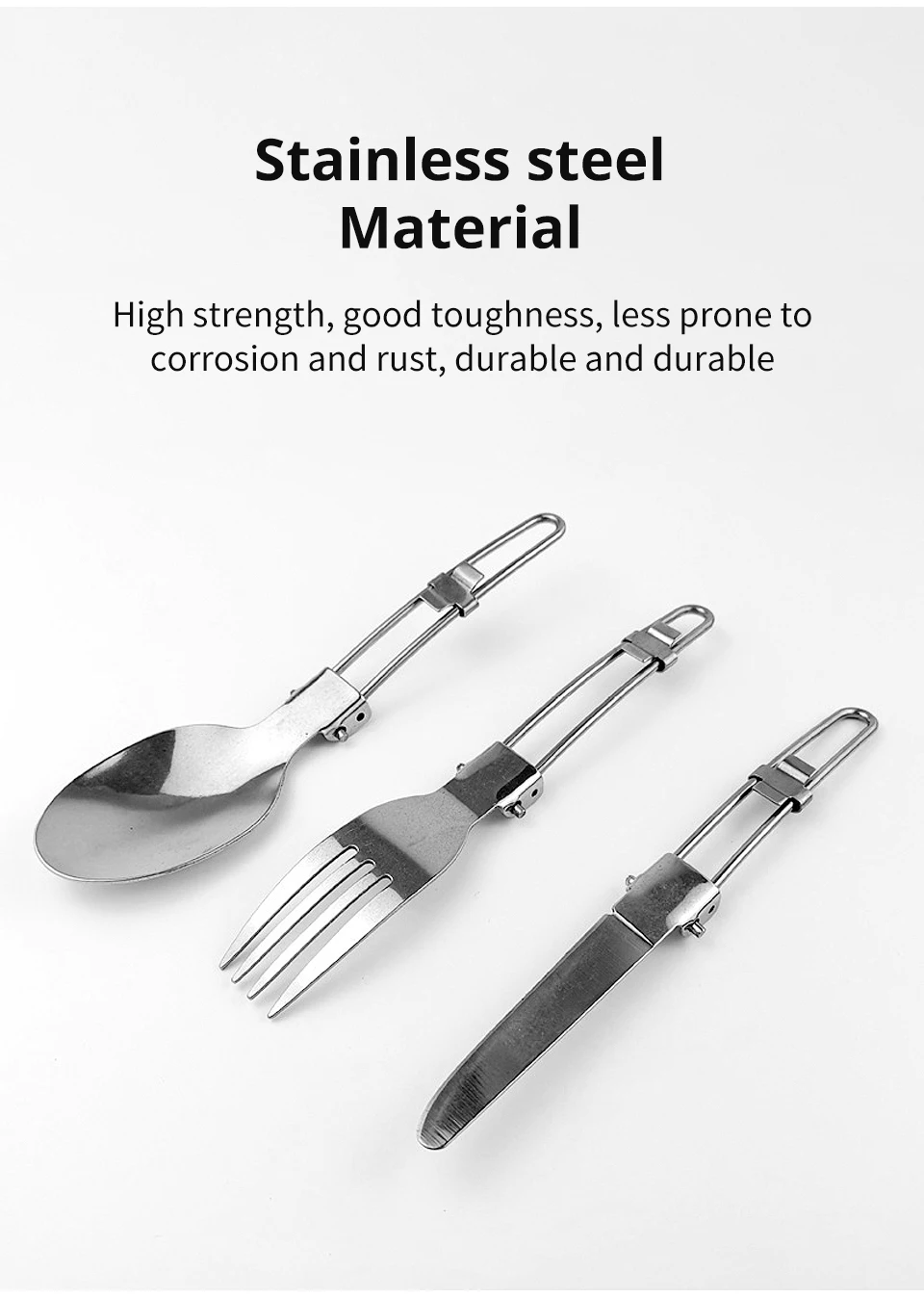 Description Picture 6 of itemCamping Fork Spoon Outdoor Tableware Foldable Ultralight Stainless Steel Set Of Dishes For Camping Outdoor Cooking