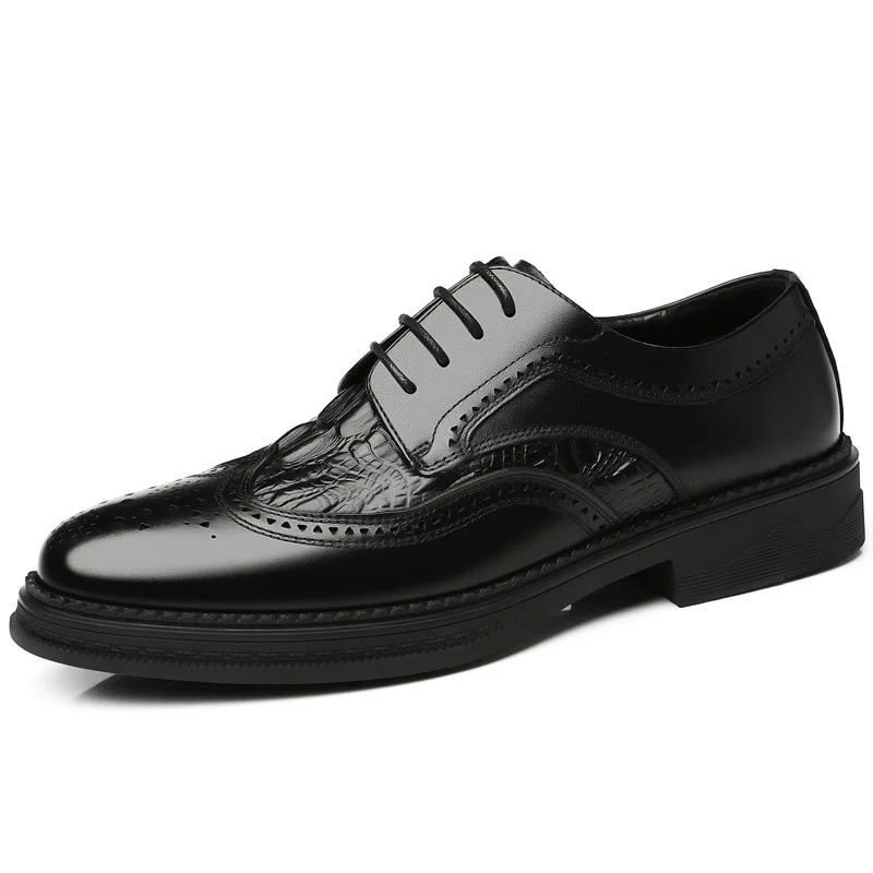 Men Brogue Shoes SUIT Shoes Casual Formal Business leather brown Wedding Italian Dress banquet Shoe
