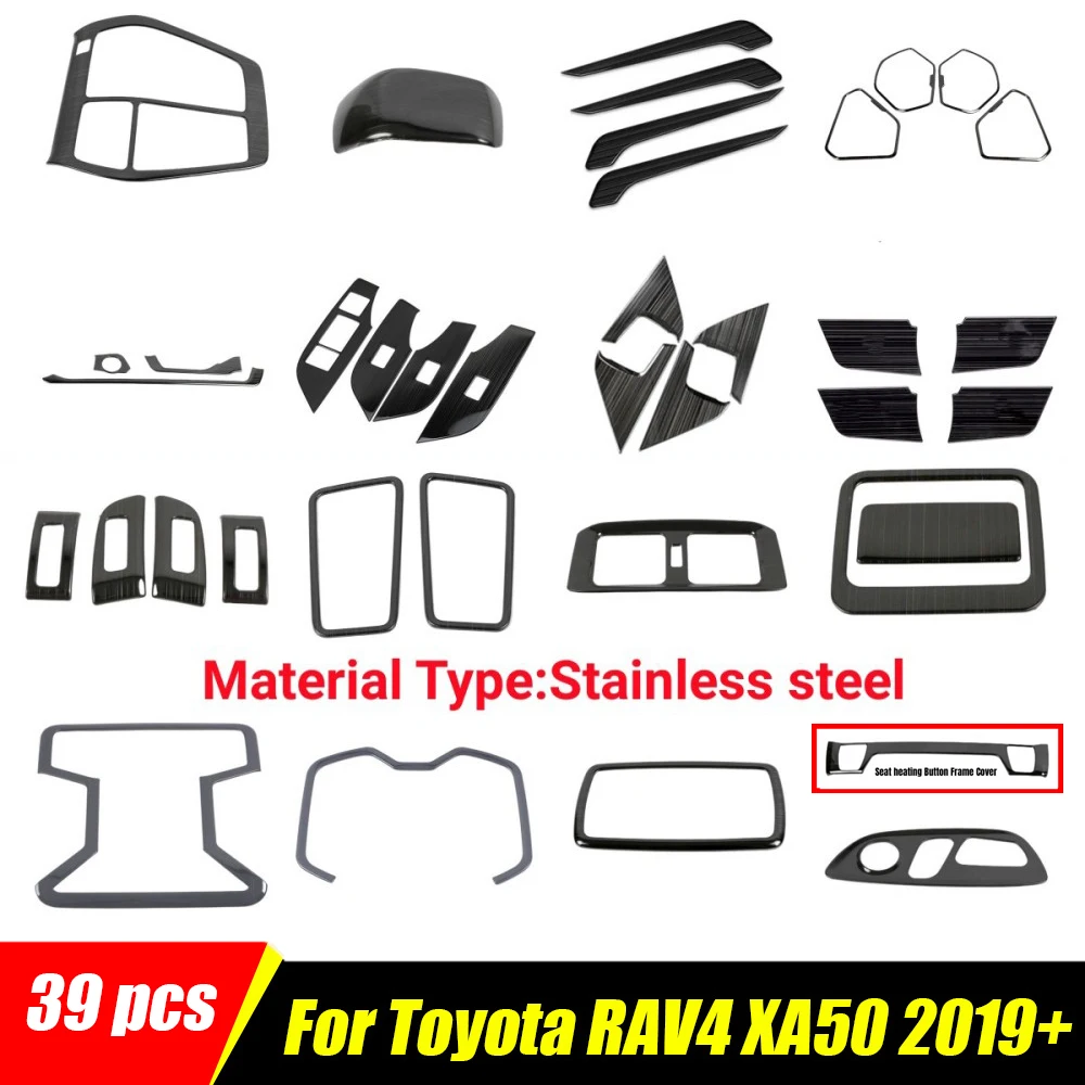 

For Toyota RAV4 XA50 2019-2023 Car Glass Lift Seat heating Air Outlet Speaker Cover Trim Full set Stainless Sticker Accessories