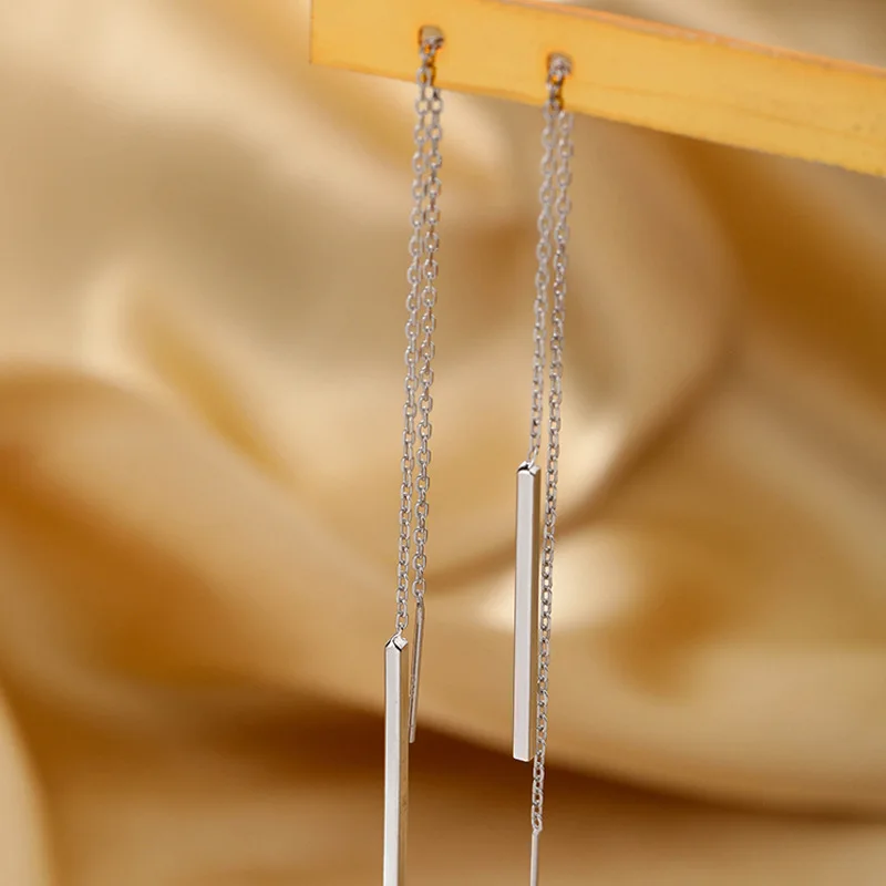 Geometric Ear Stick Earrings For Women Temperament Long Ear Line Earring Fashion Silver Color,Geometric Earrings,Long Earrings