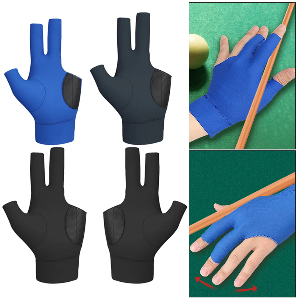 Billiards Glove Left Right Hand 3 Finger Snooker Billiard Gloves Non Slip Stickers Elastic Billiard Training Pool Gloves billiard gloves