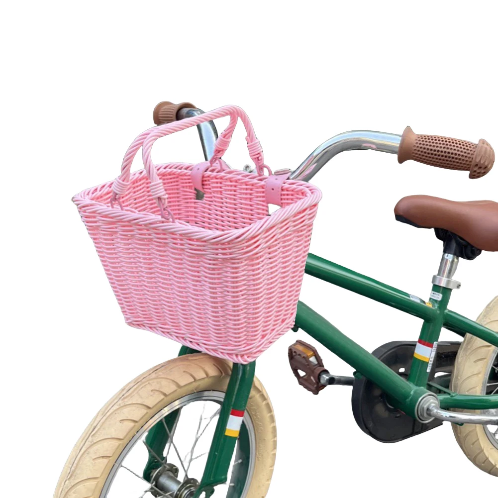 Bike Front Basket Adjustable Leather Straps Cycling Handlebar Basket Waterproof Bicycle Storage Basket Bicycle Accessories
