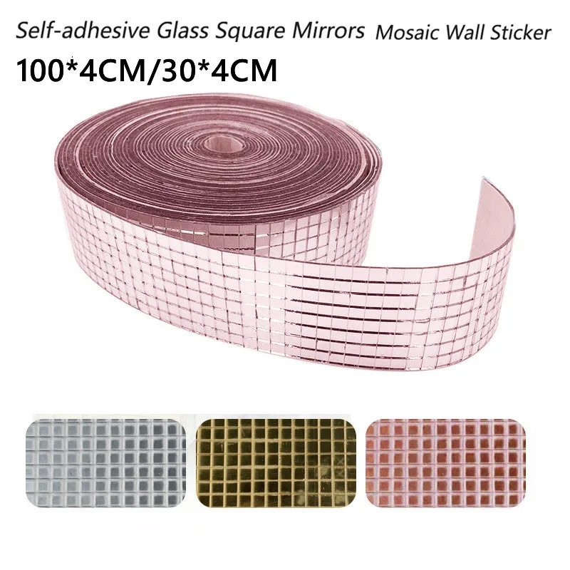 Description Picture 3 of itemNew Self-Adhesive Real Glass Craft Mini Square Mirrors Mosaic Tiles Stickers Bathroom DIY Handmade Craft Home Decoration Making