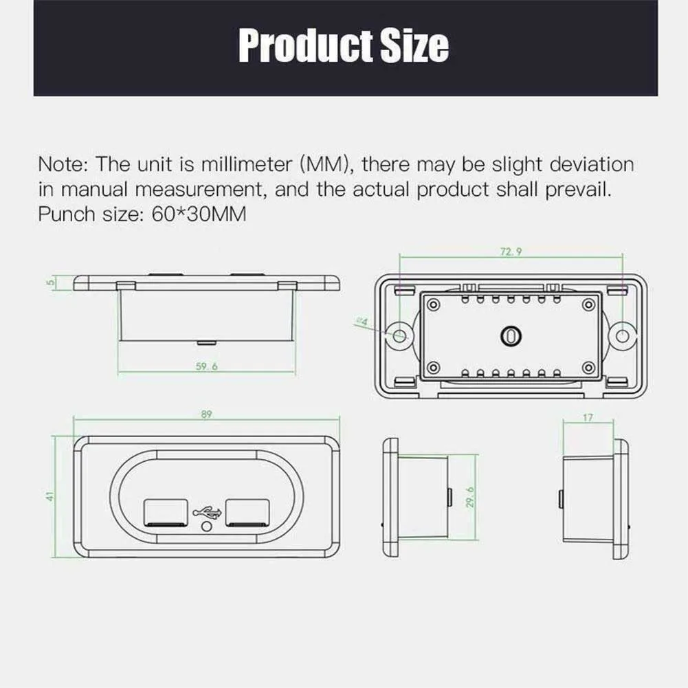 Camper Charging Socket For RV Bus Motorhome 12/24V PD+QC3.0 Dual Ports Fast Charger Plug Dustproof Power Outlet Accessories