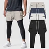 Cross-Border Men's Leggings Two-Piece Illusion Fitness Sports Running Training Cycling Amazon Casual Stretch Quick Dry Long
