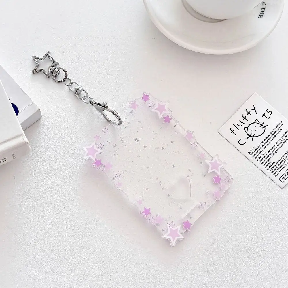 Neuer 3-Zoll-Fotokartenhalter aus Acryl, Mini-Idol-Fotohalter, glitzernde Sterne, Geschenk-Schlüsselanhänger – Detail 6