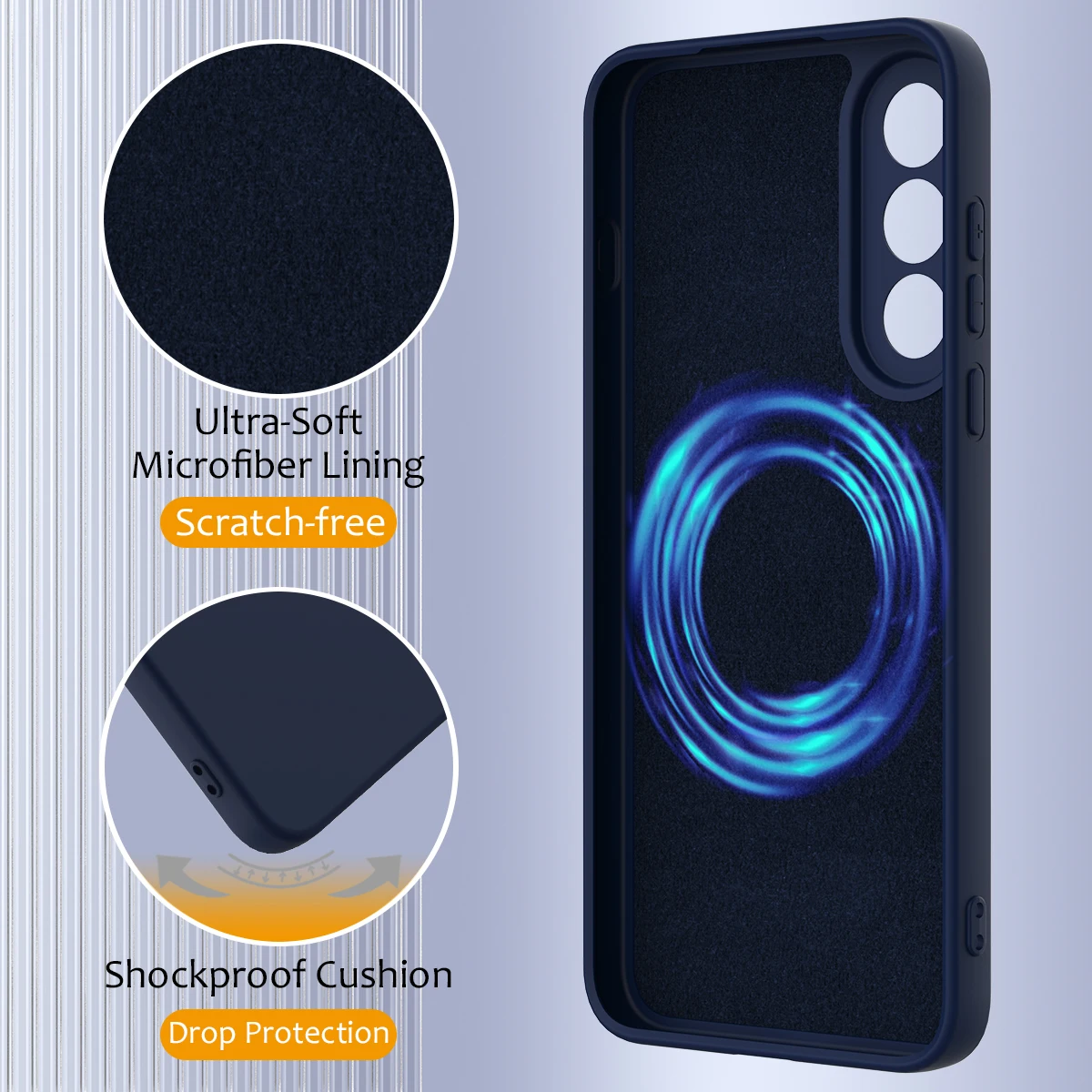 Magnetic Soft Liquid Silicone Strap Protective Case with Microfiber Lining