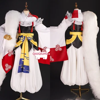 Costume Cosplay Anime Sesshoumaru, Popolare Uniforme per Giochi di Ruolo, Outfit di Alta Qualità con Sciarpa in Pelliccia per Donne, Comic Con Halloween
