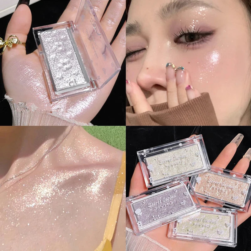 Monochromatic 4 Colors Face Highlighter Powder Glitter Palette Makeup Glow Face Contour Shimmer Illuminato_voghion.com