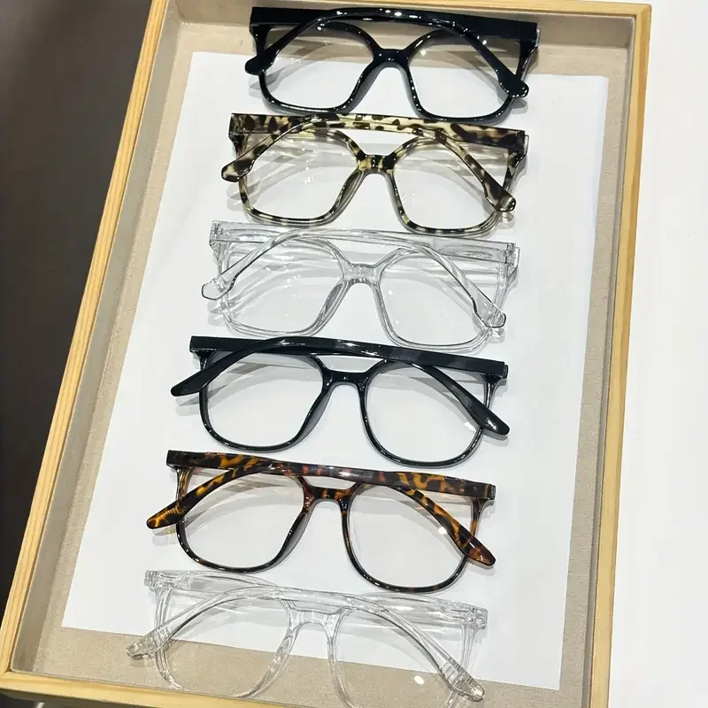 Blue Light Glasses - 6Pcs Square Frame Reading Glasses with Transparent Polycarbonate Lenses