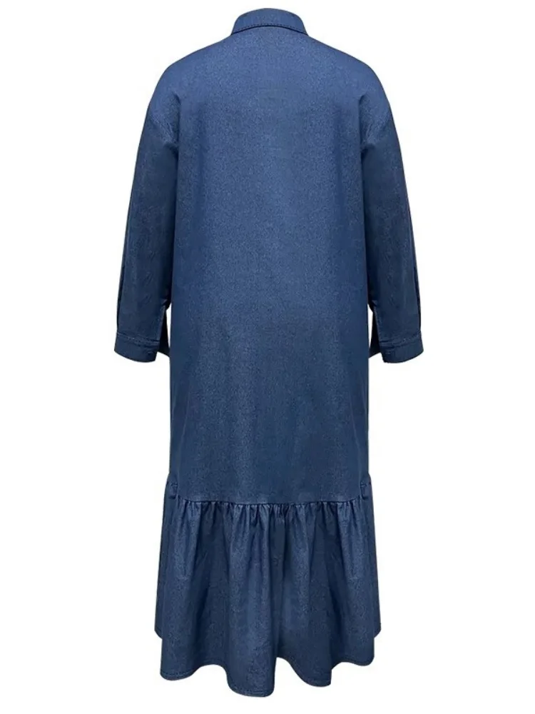 Wmstar Pius Size Denim Dresses for Women Wholesale A New Loose Fitting Fashionable Denim Long Sleeved Casual Elegant 2025