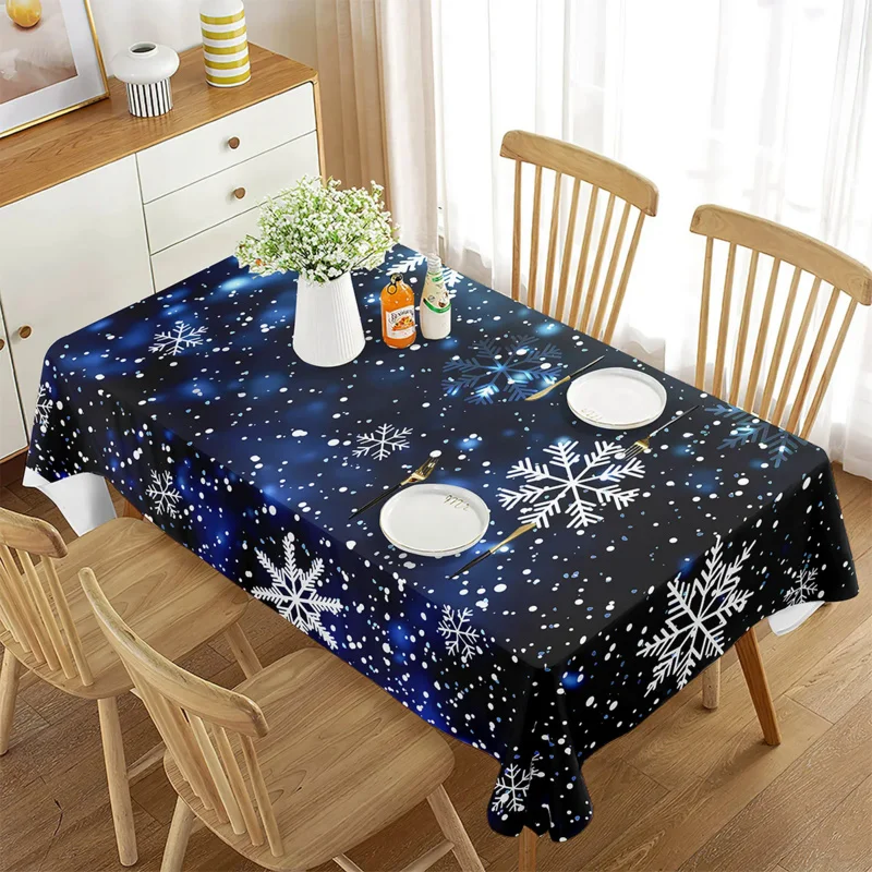 

Snowflakes Tablecloth Rectangular Sparkling Home Decor White for Home Tea Table Dining Wedding