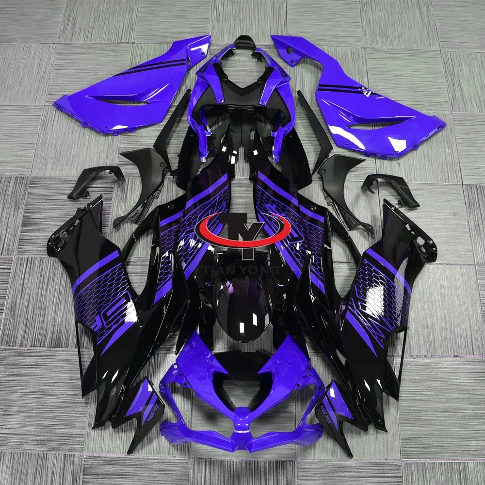 

Мотоцикл для ZX6R ZX 6R 636 2019 2020 2021 2022 2023 полный комплект обтекателей кузов фиолетовый черный сетчатый принт капота инъекция