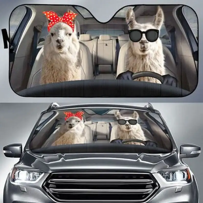 

Llama Safe Driver Auto Sun Shade Auto Cover Protector Window, Customized Gift Custom Animal Pattern Sunshade,STYLE FOR CAR