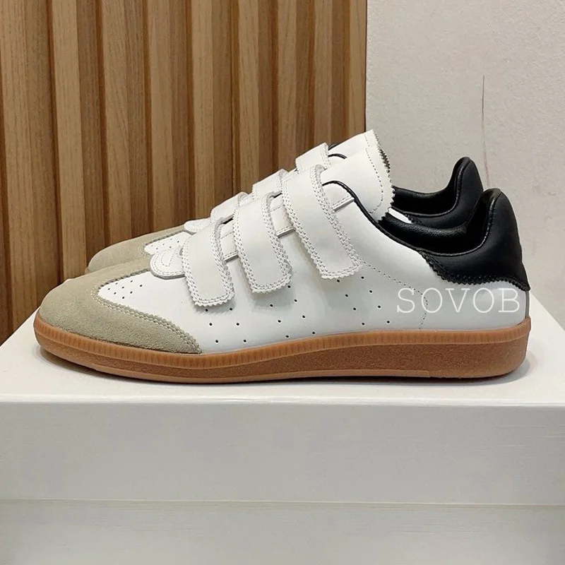 Women Shoes Spring Autumn Genuine Leather Color Matching Flat Retro Breathable Versatile Sports Daily Casual
