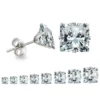 LUXUSTEEL Luxury Crystal Stud Earrings For Women Men Silver Color Stainless Steel Square Cubic Zirconia 3mm-10mm Fashion Jewelry 2
