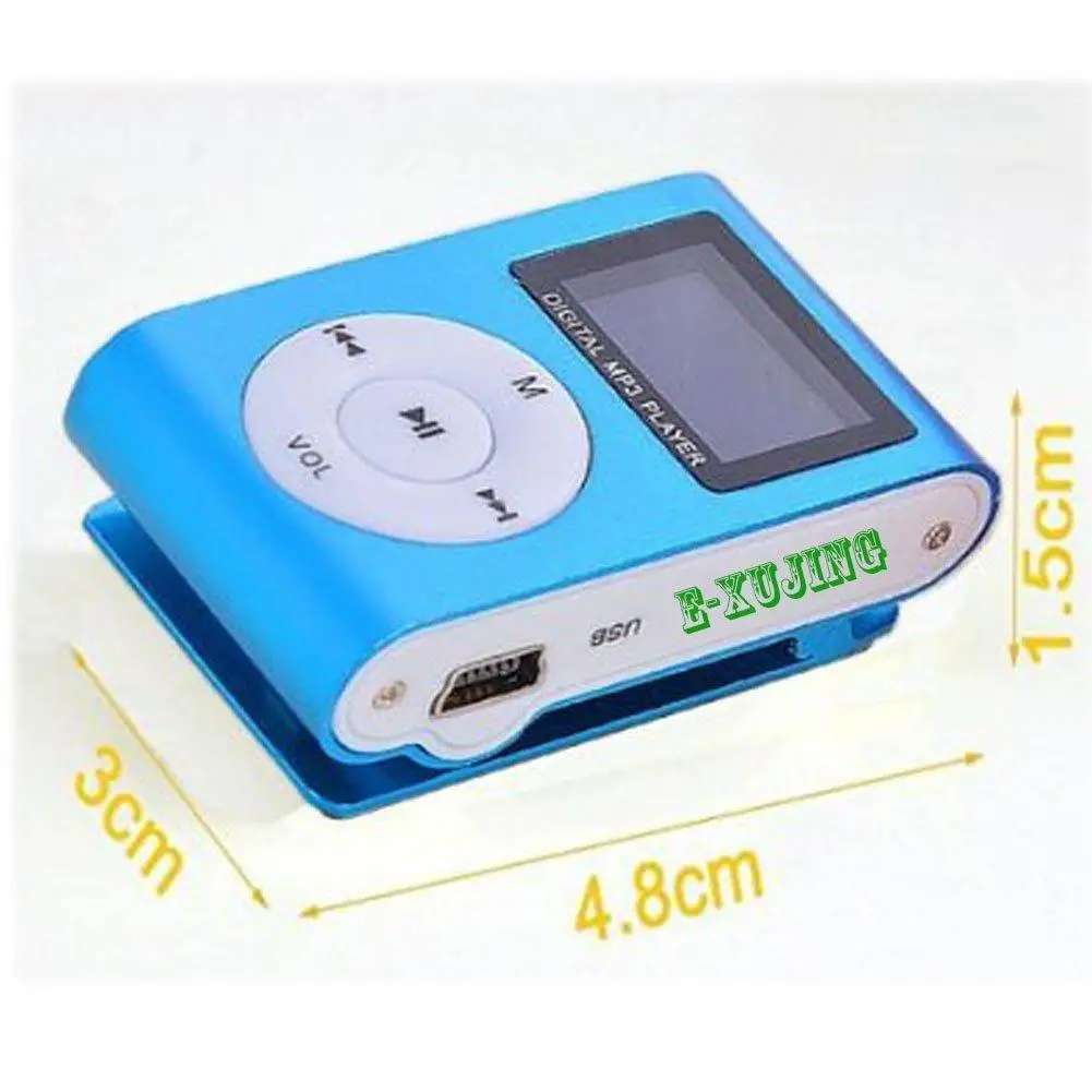 Mini Cube Clip-type Mp3 Player Display Rechargeable Portable Walkman Sport Mp3 Music Speaker with Earphone Usb Cable