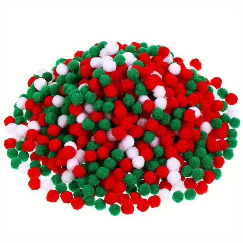 500 Pieces of Christmas-Colored Pom-Poms in Various Colors, Clothing Accessories, Holiday DIY Decoration Supplies