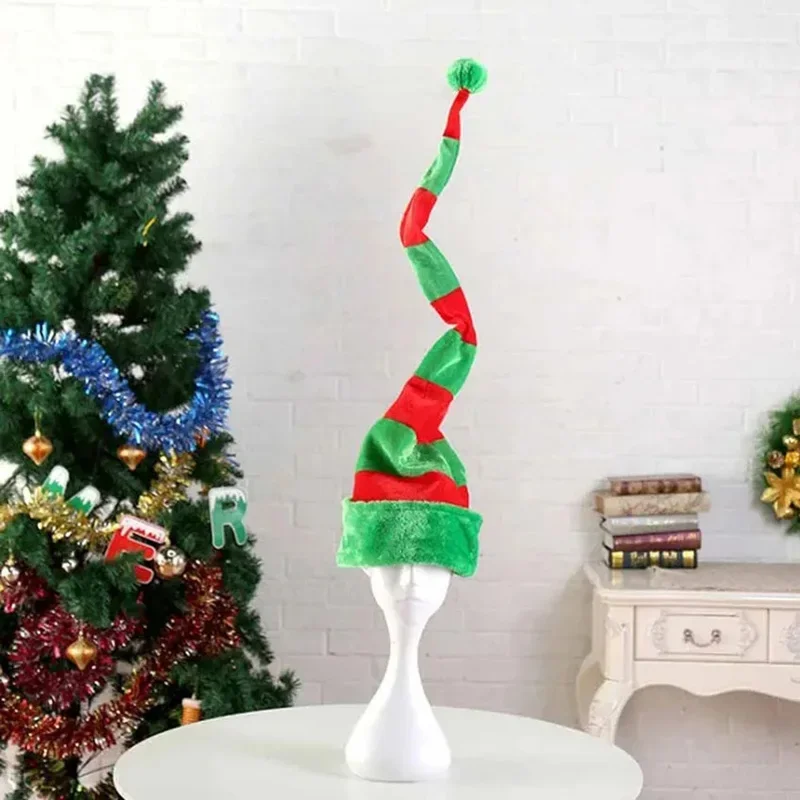 Funny Party Hats Christmas Hats Long Striped Felt Plush Elf Hat Holiday Theme Christmas Party Accessory 1PC