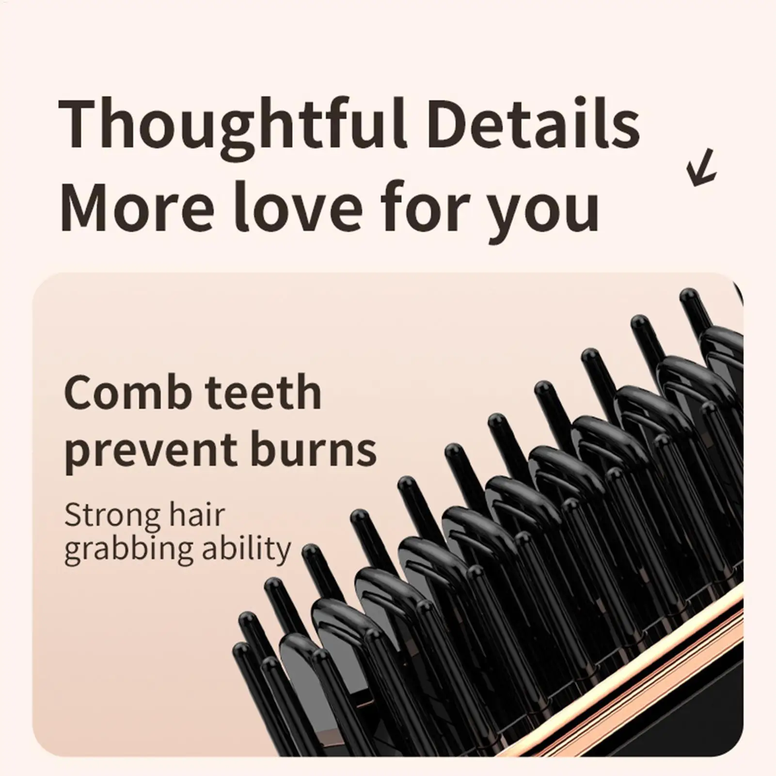 Straightener Brush 3-Level Rechargeable Portable Anti-Scald Straightener Comb Home Salon Straightening Brush for Vacation