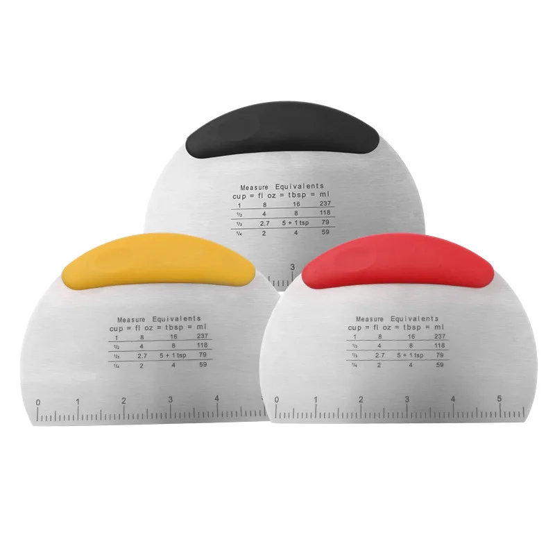 

Stainless Steel Pastry Cutter Flour Pastry Scraper Chopper Scale Dough Pizza Cutter Comfortable Handle Kitchen Baking Tools