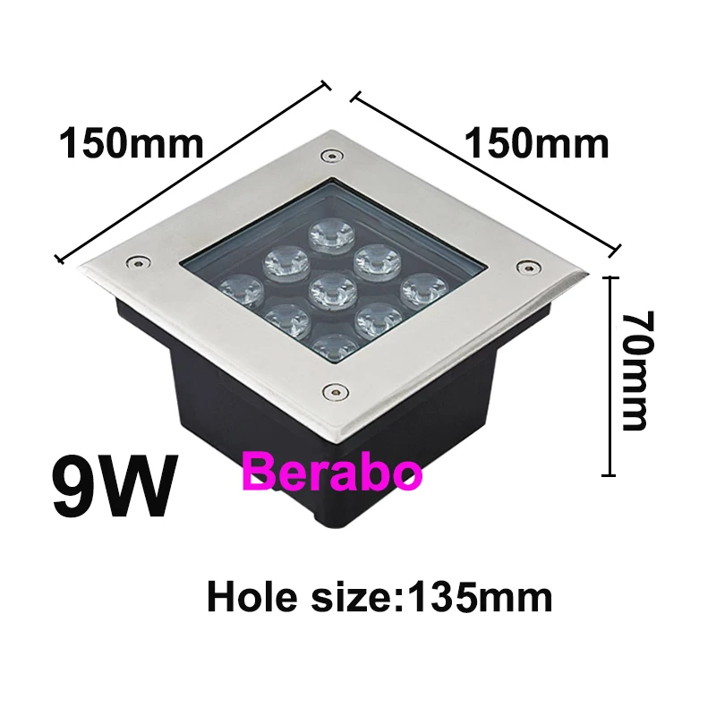 9W square 150mm