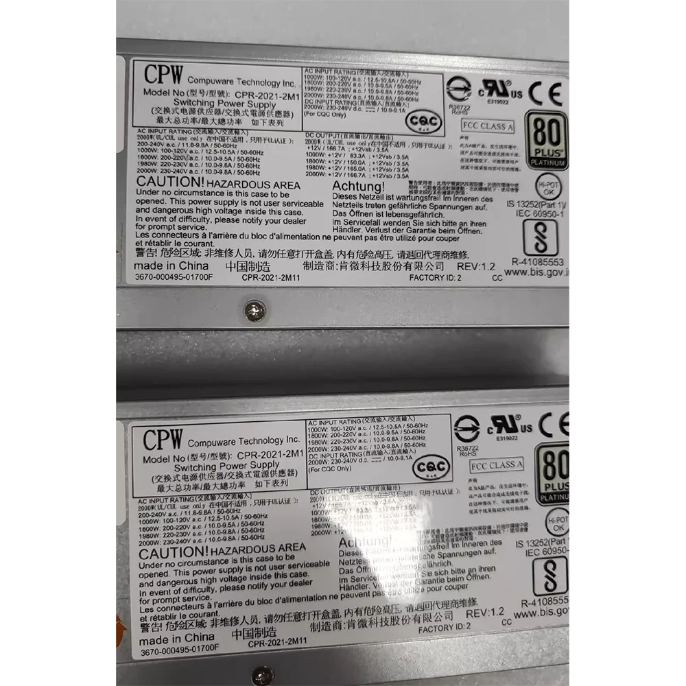 PWS-2K03P-1R CPR-2021-2M1 1PCS 2000W Server Power Supply for Supermicro 4028GR 5 PWS-2K03P-1R CPR-2021-2M1 1PCS 2000W Server Power Supply for Supermicro 4028GR - Image 3