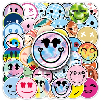 50 pezzi di cartone animato simpatico sorriso cartone animato adesivo impermeabile skateboard snowboard adesivo in vinile retrò