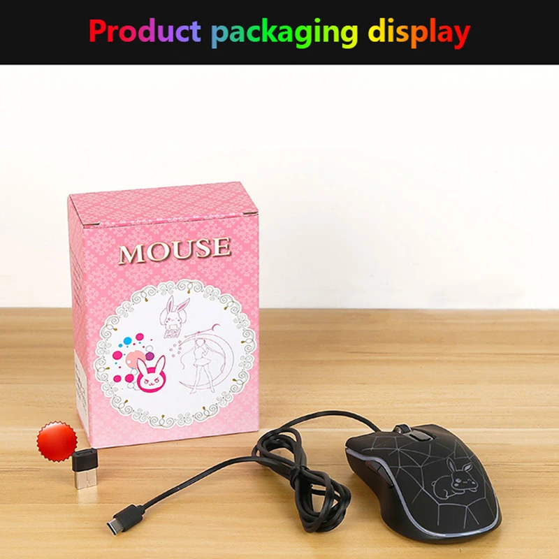 UTHAI HMO-22 Luminous Wired Mouse Type-C Interface USB 2400DPI For Apple Huawei Notebook Tablet Phone