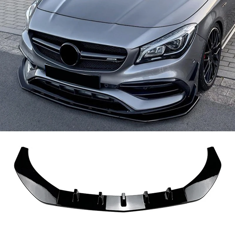 

For Mercedes-Benz CLA-Class C117 CLA200 CLA45 AMG 2016-2019 Front Bumper Spoiler Lip Lower Body Kit Diffuser Splitter Tuning