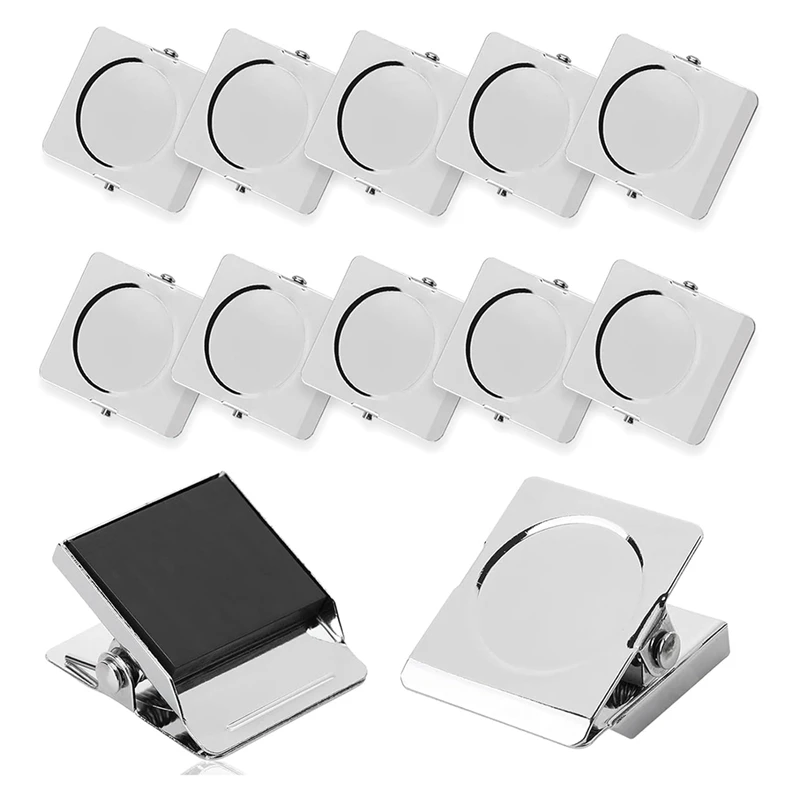 

12-Pack Magnetic Clips, As Shown Metal For Whiteboards, Refrigerator, Home Office Magnets