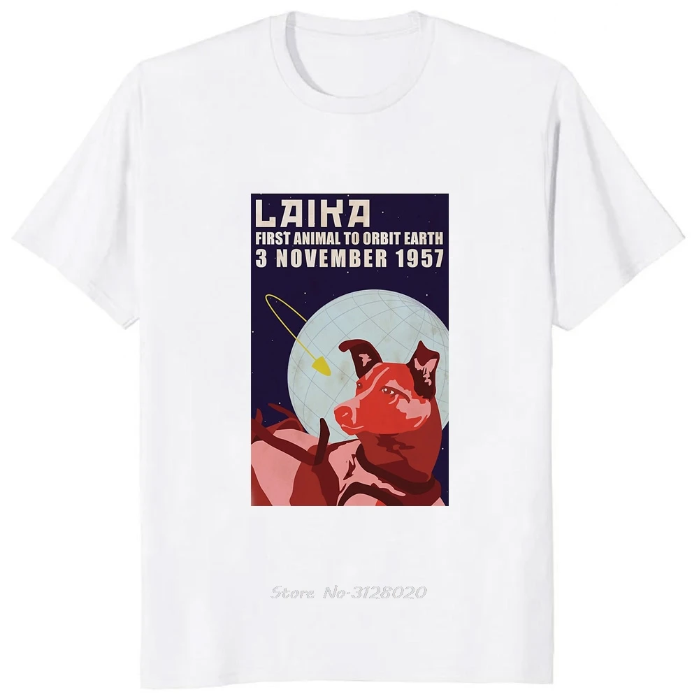 Laika UDSSR Lustige Cartoon Hund T Shirt Hip Hop Harajuku Stil Gedruckt Männer Kleidung Tees Streetwear Hipster Lose Weiche Tees T-shirt – Detail 7