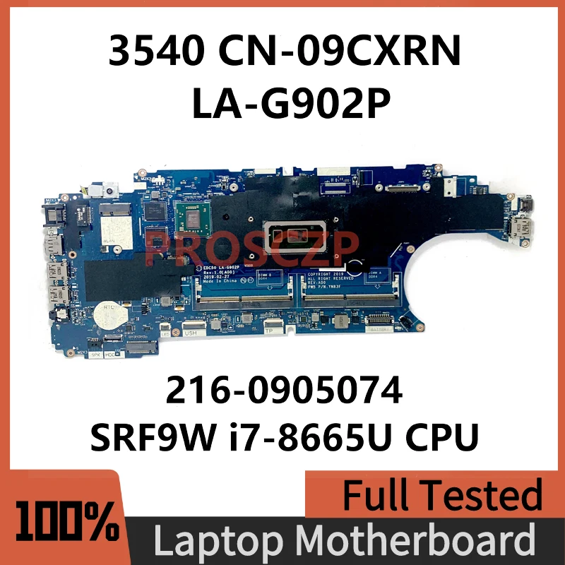 

CN-09CXRN 09CXRN 9CXRN материнская плата для ноутбука DELL 3540 материнская плата EDC50 LA-G902P W/ SRF9W I7-8665U CPU 216-0905074 100% протестирована ОК